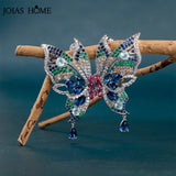 Women's Silver 925 Butterfly Stud Earrings with Colorful Zircon Gift