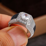 Men's Silver 925 Ring Size 8-12 AAAAA Zircon Wedding Jewelry