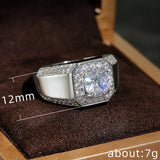 Men's Silver 925 Ring Size 8-12 AAAAA Zircon Wedding Jewelry