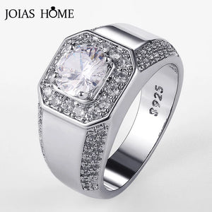Men's Silver 925 Ring Size 8-12 AAAAA Zircon Wedding Jewelry