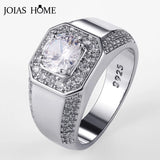 Men's Silver 925 Ring Size 8-12 AAAAA Zircon Wedding Jewelry