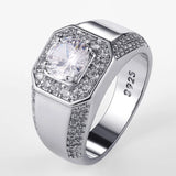 Men's Silver 925 Ring Size 8-12 AAAAA Zircon Wedding Jewelry