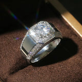 Men's Silver 925 Ring Size 8-12 AAAAA Zircon Wedding Jewelry