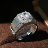 Men's Silver 925 Ring Size 8-12 AAAAA Zircon Wedding Jewelry