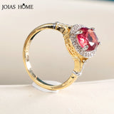 Silver 925 Ruby Ring Oval Red Zircon Ladies Ring Party Mother's Gift