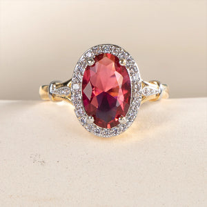 Silver 925 Ruby Ring Oval Red Zircon Ladies Ring Party Mother's Gift
