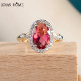 Silver 925 Ruby Ring Oval Red Zircon Ladies Ring Party Mother's Gift