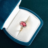 Silver 925 Ruby Ring Oval Red Zircon Ladies Ring Party Mother's Gift