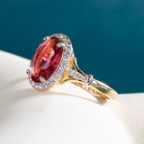 Silver 925 Ruby Ring Oval Red Zircon Ladies Ring Party Mother's Gift
