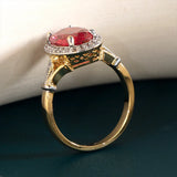 Silver 925 Ruby Ring Oval Red Zircon Ladies Ring Party Mother's Gift