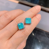 Vintage S925 Sterling Silver Stub Earring with Paraiba Tourmaline Gemstone