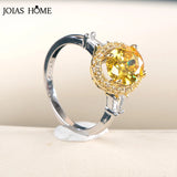 Oval Citrine Ring Silver 925 Yellow Zircon Size6-10
