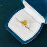 Oval Citrine Ring Silver 925 Yellow Zircon Size6-10