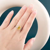 Oval Citrine Ring Silver 925 Yellow Zircon Size6-10