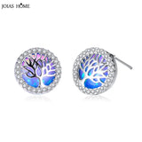 Opal Life Tree Silver 925 Stud Earrings for Women Gemstone Ear-studs