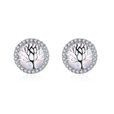 Opal Life Tree Silver 925 Stud Earrings for Women Gemstone Ear-studs