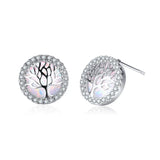 Opal Life Tree Silver 925 Stud Earrings for Women Gemstone Ear-studs