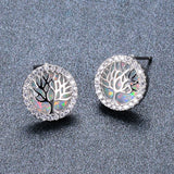 Opal Life Tree Silver 925 Stud Earrings for Women Gemstone Ear-studs