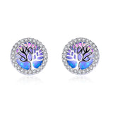 Opal Life Tree Silver 925 Stud Earrings for Women Gemstone Ear-studs