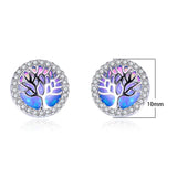 Opal Life Tree Silver 925 Stud Earrings for Women Gemstone Ear-studs