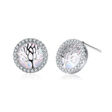 Opal Life Tree Silver 925 Stud Earrings for Women Gemstone Ear-studs