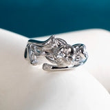 Silver 925 Cat Style Finger Ring For Women Party Metallic Stylish Girl G