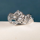 Silver 925 Cat Style Finger Ring For Women Party Metallic Stylish Girl G