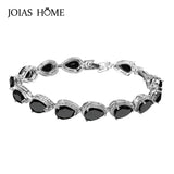 Water Drop Zircon Bracelet 925 Silver Gemstones 16 Colors Women Gift Party