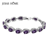 Water Drop Zircon Bracelet 925 Silver Gemstones 16 Colors Women Gift Party