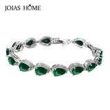 Water Drop Zircon Bracelet 925 Silver Gemstones 16 Colors Women Gift Party