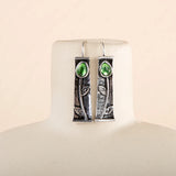 Silver 925 Green Crystal Bride Earrings Wedding Engagement Earrings