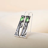 Silver 925 Green Crystal Bride Earrings Wedding Engagement Earrings