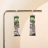 Silver 925 Green Crystal Bride Earrings Wedding Engagement Earrings