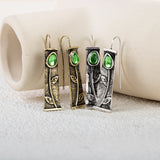 Silver 925 Green Crystal Bride Earrings Wedding Engagement Earrings