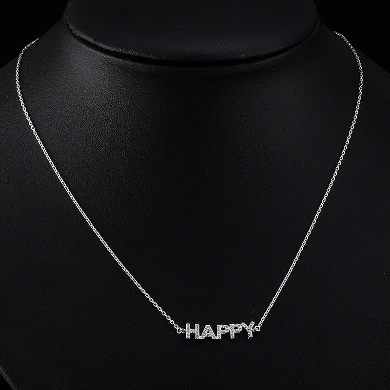 Silver 925 Jewelry Letter Necklace Zircon Micro Inlaid