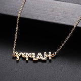 Silver 925 Jewelry Letter Necklace Zircon Micro Inlaid