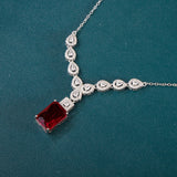 Silver Ruby Gemstone Pendant Necklace 925 Silver Zircon Stone Jewelry