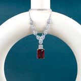 Silver Ruby Gemstone Pendant Necklace 925 Silver Zircon Stone Jewelry