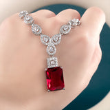 Silver Ruby Gemstone Pendant Necklace 925 Silver Zircon Stone Jewelry