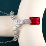 Silver Ruby Gemstone Pendant Necklace 925 Silver Zircon Stone Jewelry