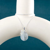 Water Drop Gemstone Necklace Cat's Eye Pendant Short Chain