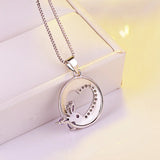 Silver 925 Necklace Pendant Amethyst Bow Heart Romantic Women's Party Gift