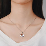Silver 925 Necklace Pendant Amethyst Bow Heart Romantic Women's Party Gift
