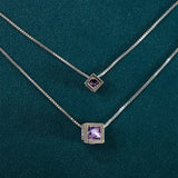 Silver Necklace For Women 925 Amethyst Zircon Pendant Gemstone Gift