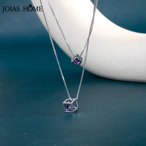 Silver Necklace For Women 925 Amethyst Zircon Pendant Gemstone Gift