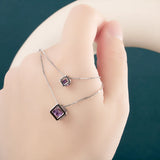 Silver Necklace For Women 925 Amethyst Zircon Pendant Gemstone Gift