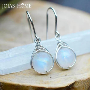 Moonstone Silver Earrings 925 Fine Jewelry Unique Ladies Creative Ear-drops