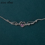 Heart Shape Amethyst Silver Necklace for Women