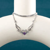 Heart Shape Amethyst Silver Necklace for Women