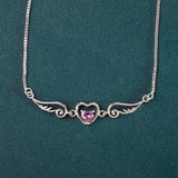 Heart Shape Amethyst Silver Necklace for Women